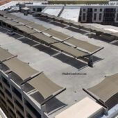 Parking Lot Shade Sails On Garage Rooftop.