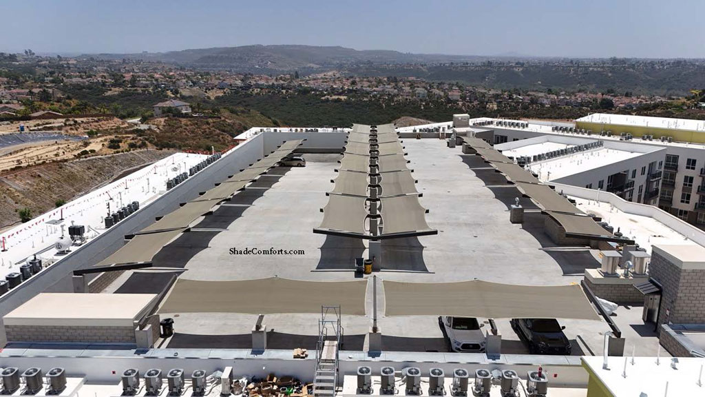 Covered Parking Shade Structures on garage roof